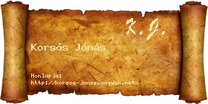Korsós Jónás névjegykártya